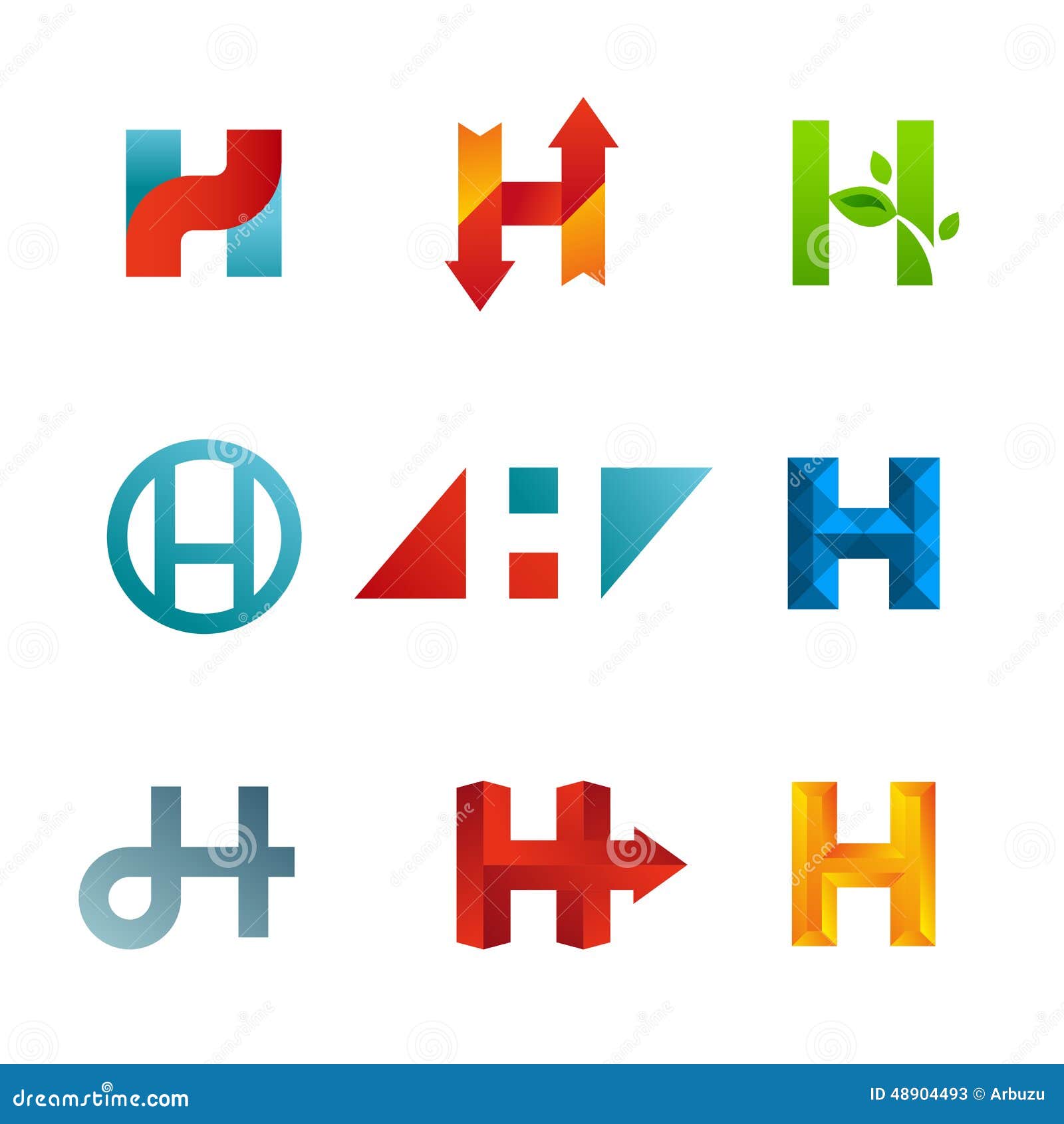 Set of Letter H Logo Icons Design Template Elements Stock Vector ...