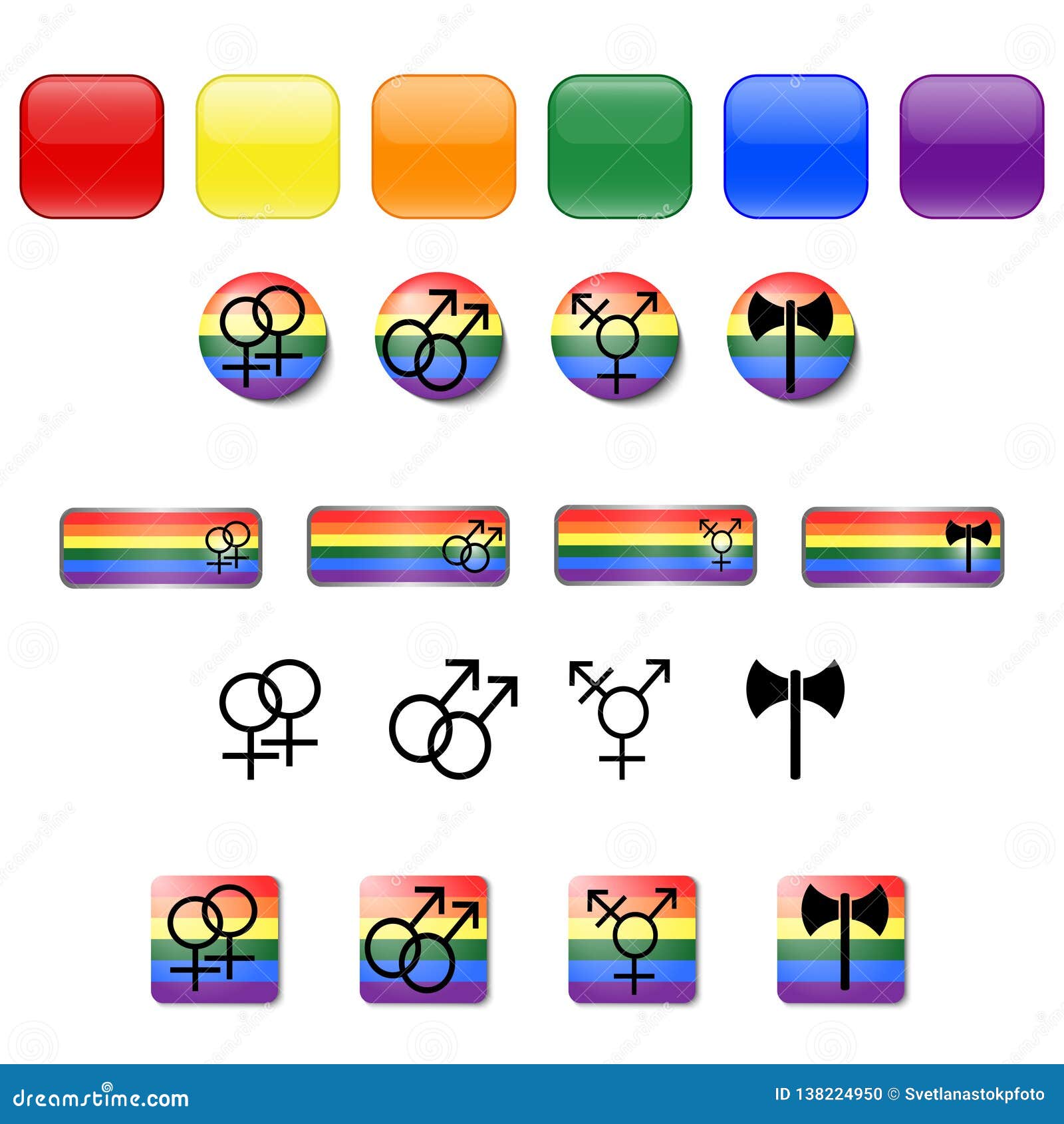 Download Set Of LGBT Button For Website, Symbol, Icon. LGBT Pride ...