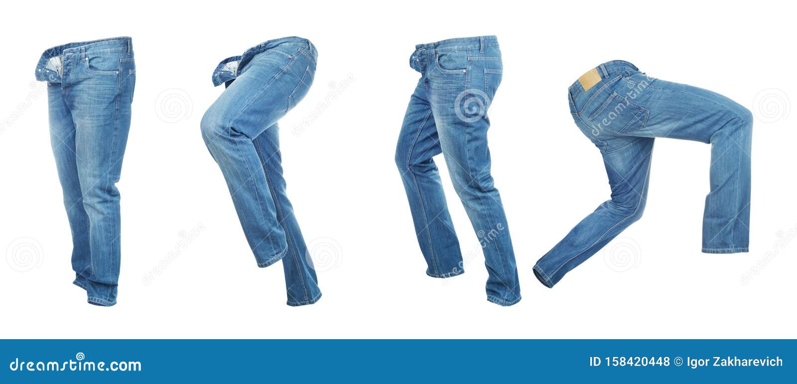 Set of Light Empty Denim Pants Stock Photo - Image of apparel, isolated ...