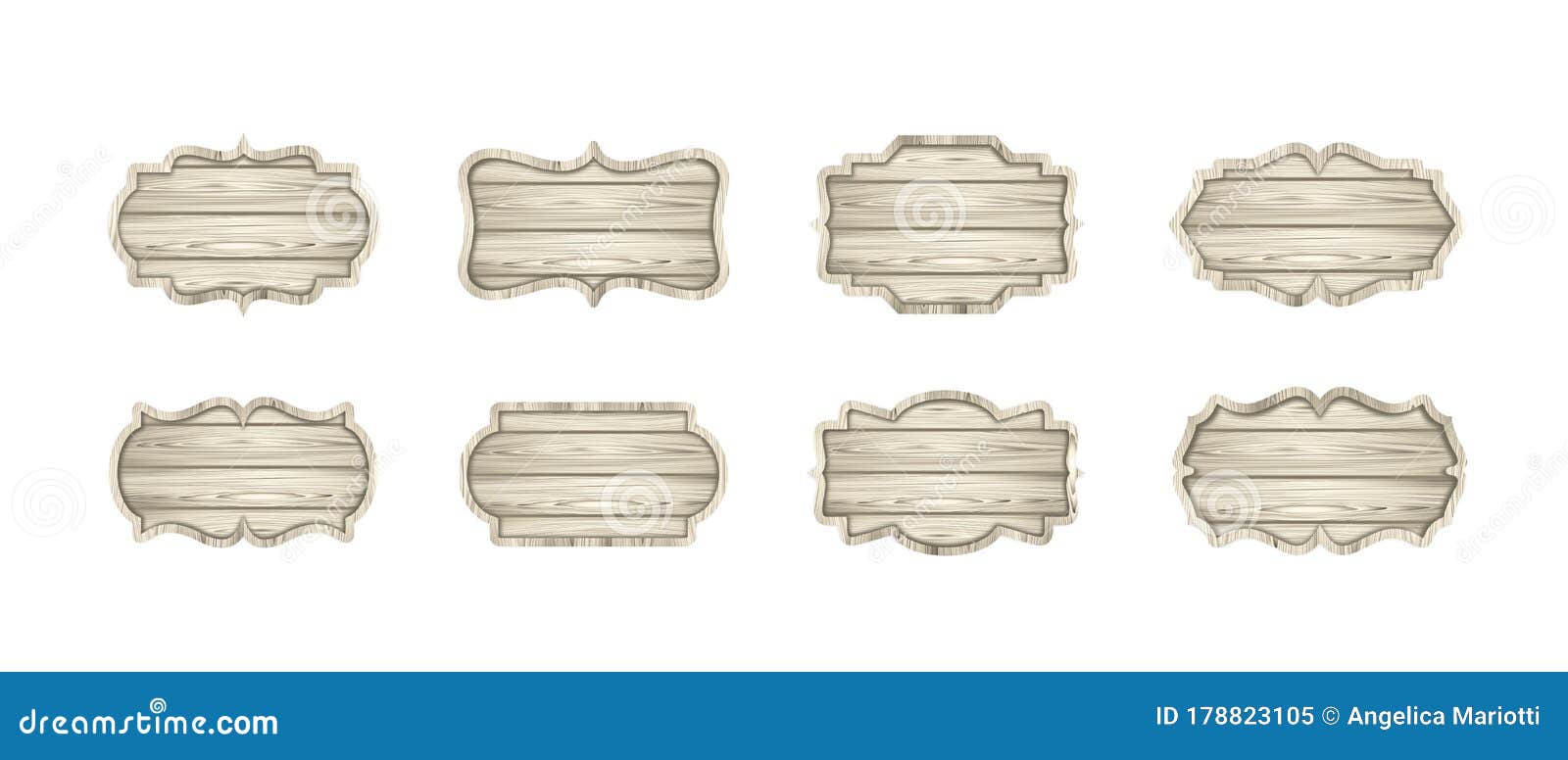 Set of Light Wooden Boards. Wooden Labels, Signboards, Banners