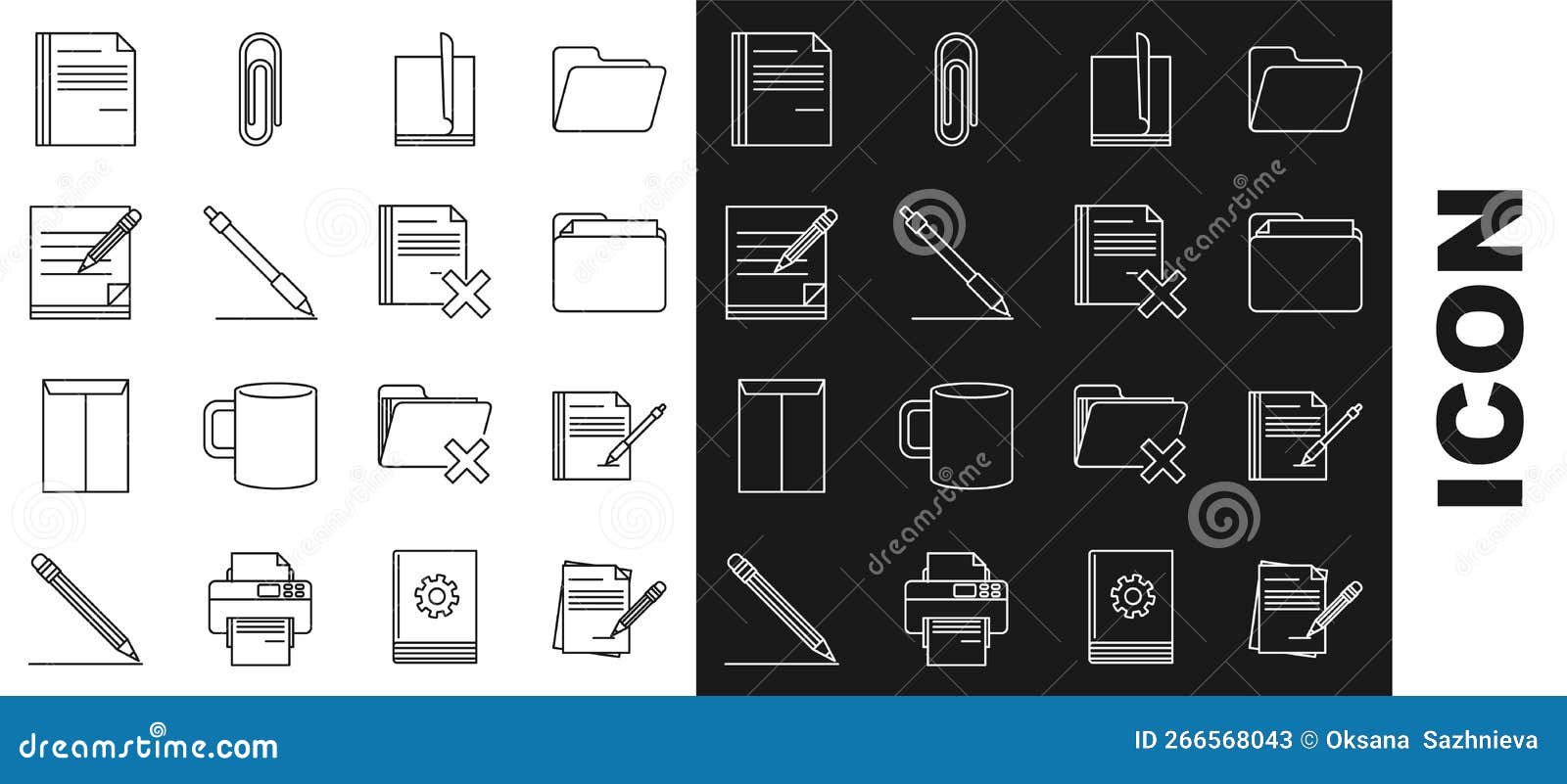 Set Line Blank Notebook and Pencil with Eraser, Document Folder, File