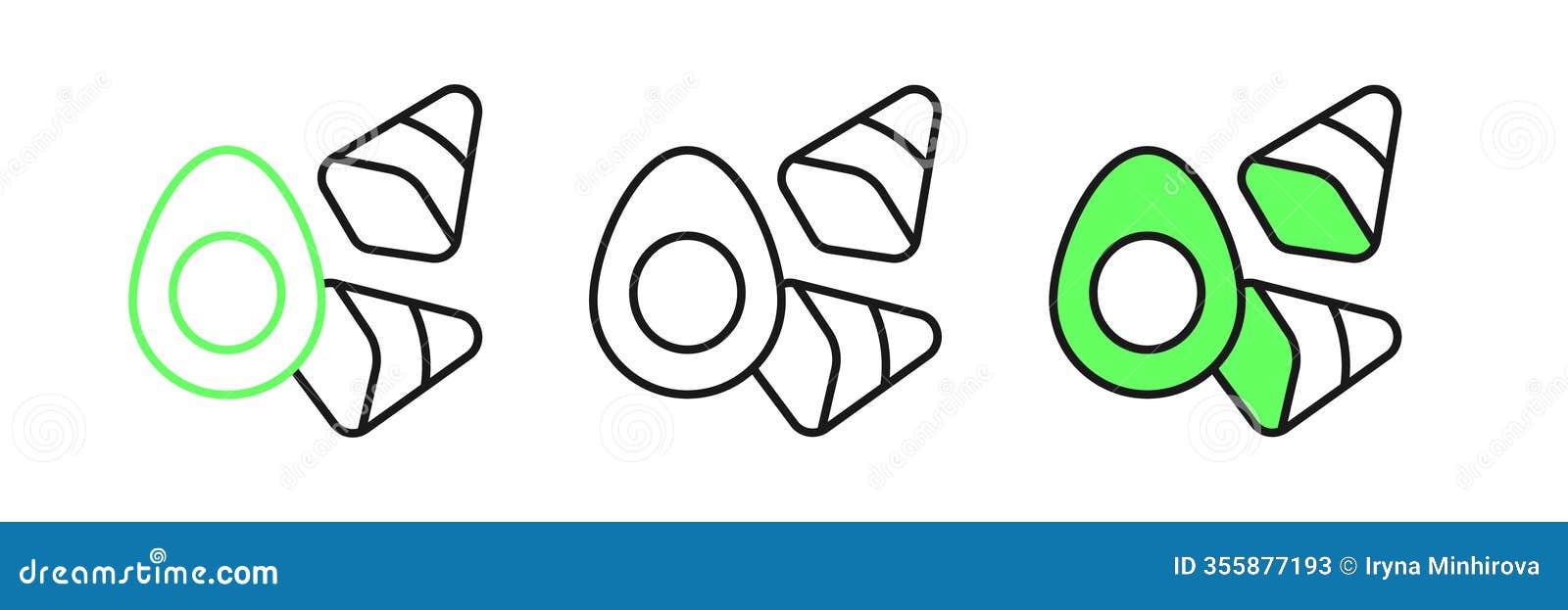 set line chicken egg with vegerables icon  on white background. 