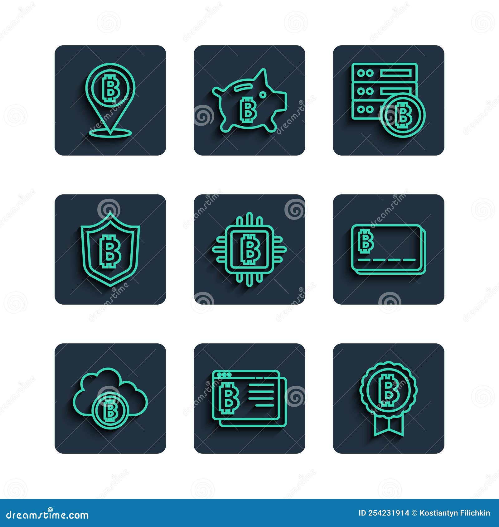 Set Line Cryptocurrency Cloud Mining, Bitcoin Browser, Server Bitcoin, CPU  Farm, Shield with, and Credit Card Icon Stock Vector - Illustration of cloud,  bitcoin: 254231914
