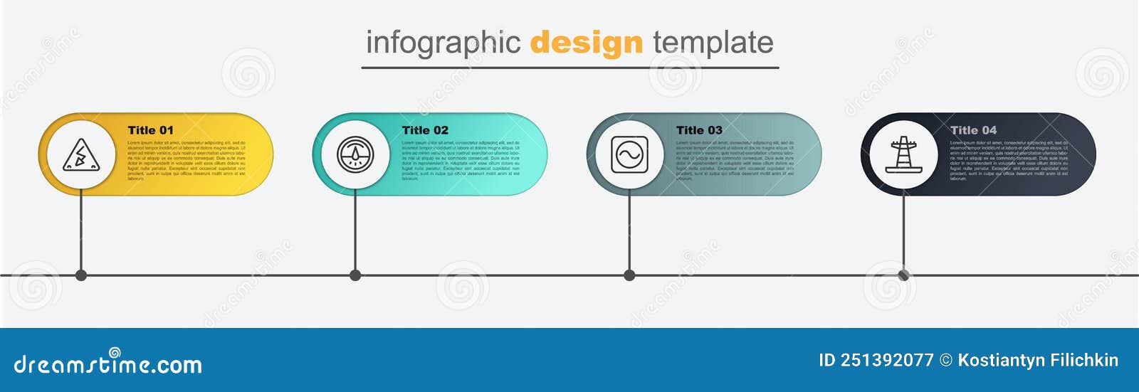 set line electric tower line, ac voltage source, meter and high. business infographic template. 