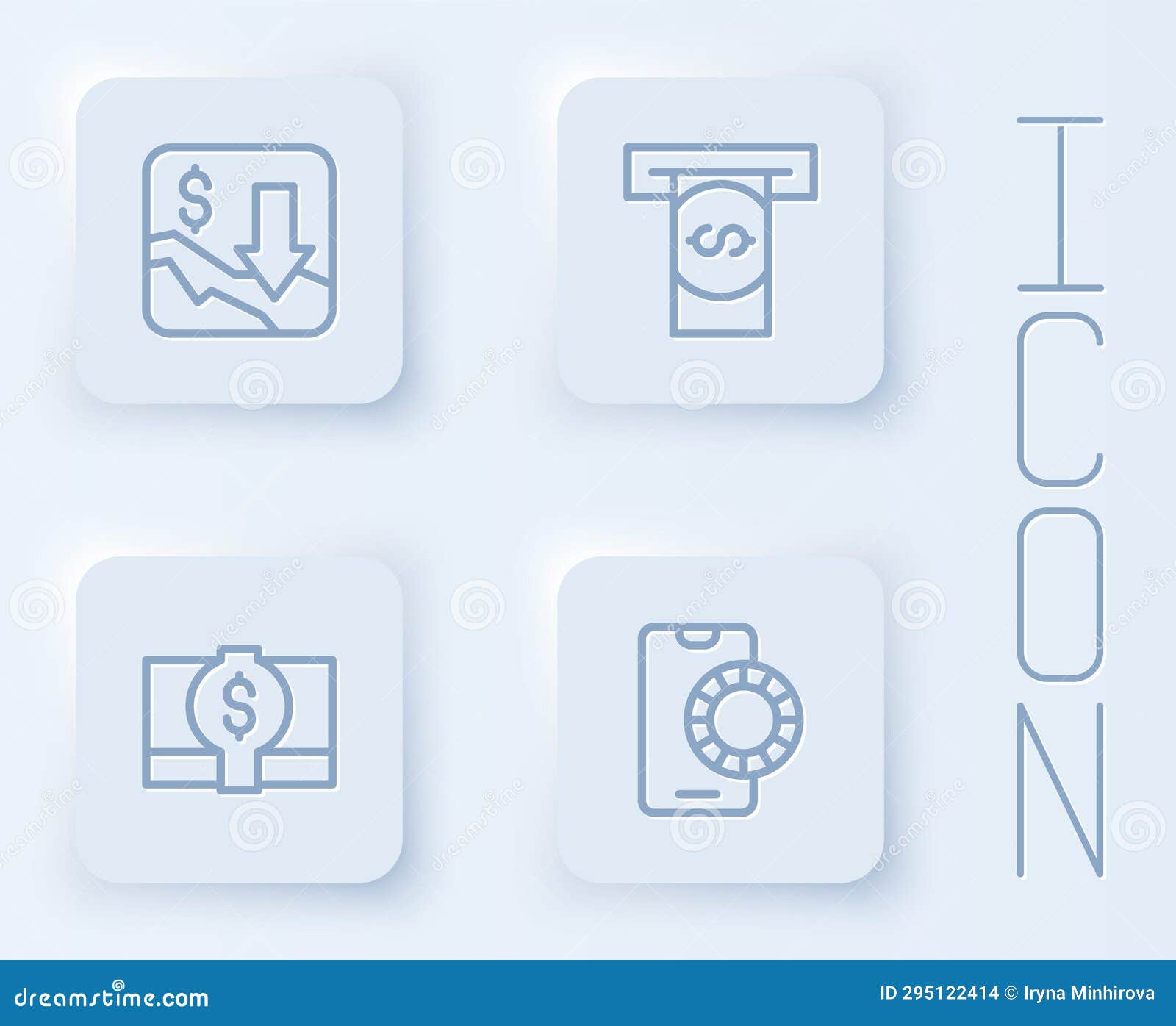 Set Line Financial Growth Decrease, Automated Teller Machine and Money