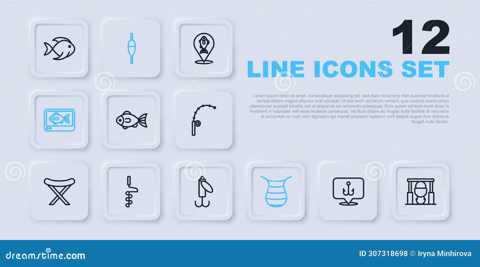 Set Line Fishing Hook, Campfire and Pot, Net, Finder Echo Sounder, Hand Ice  Drill, Float and Lure Icon. Vector Stock Vector - Illustration of trap,  water: 307318698