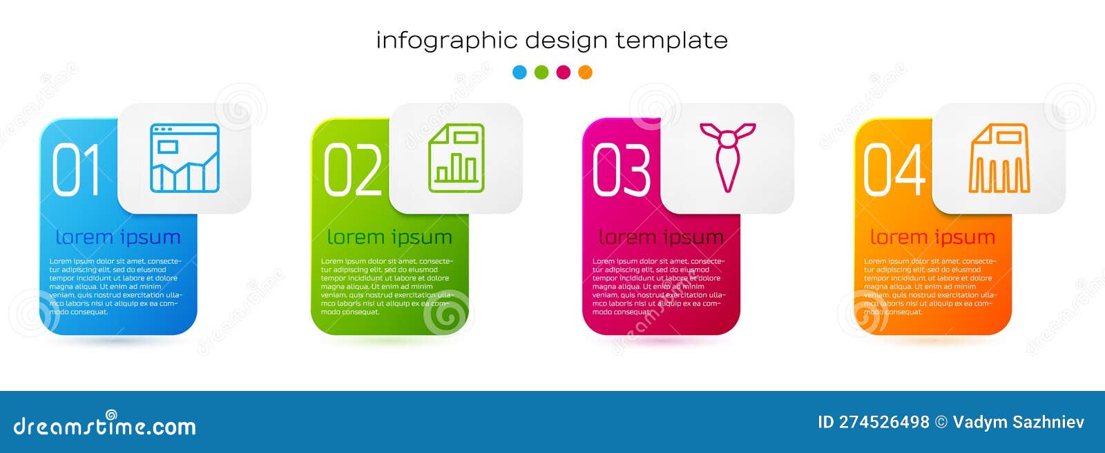 Set Line Graph Chart Infographic, Document with, Tie and Paper