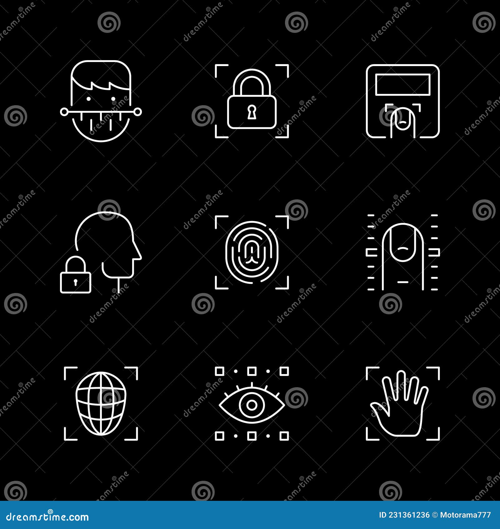 set line icons of biometry