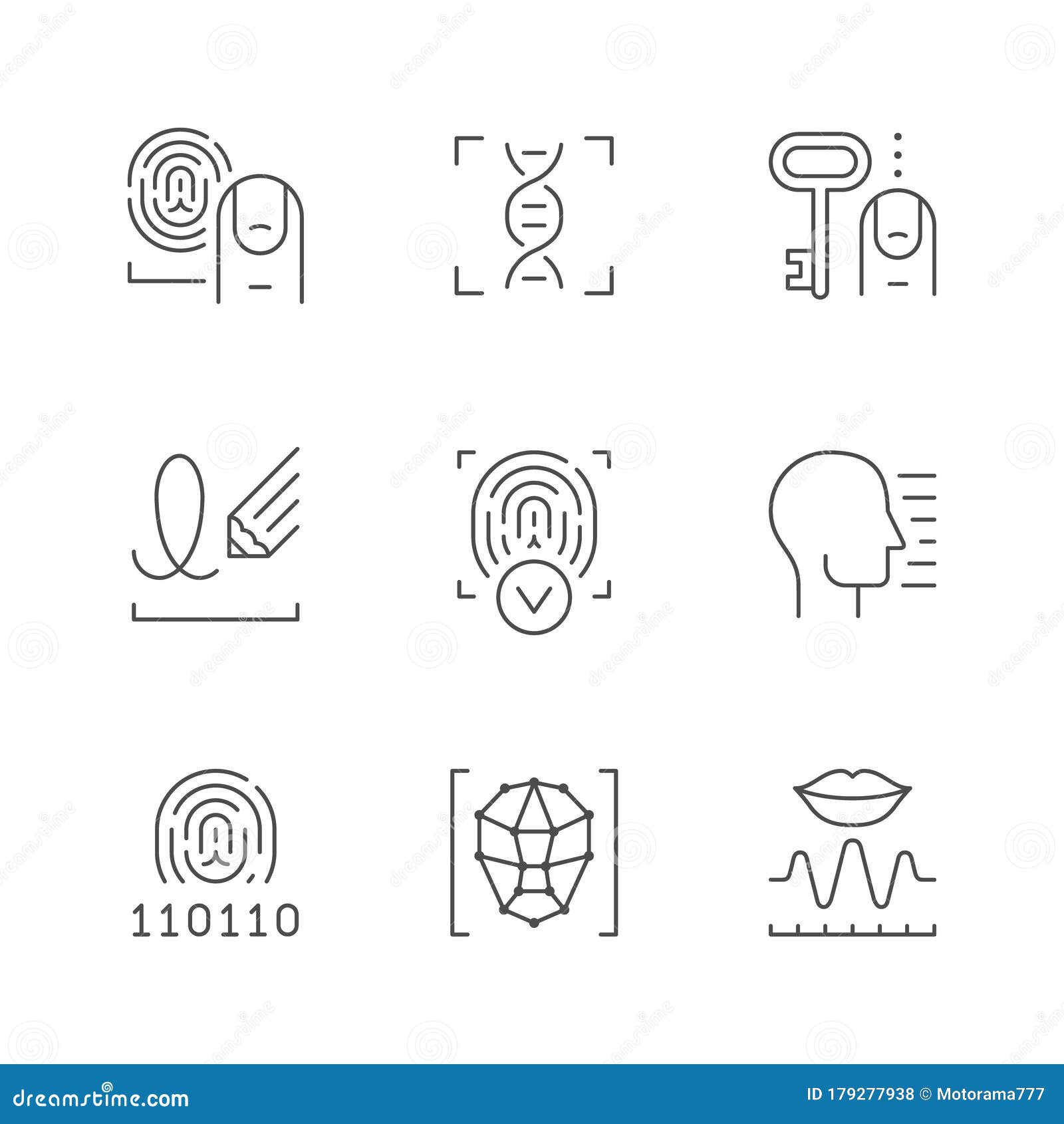 set line icons of biometry