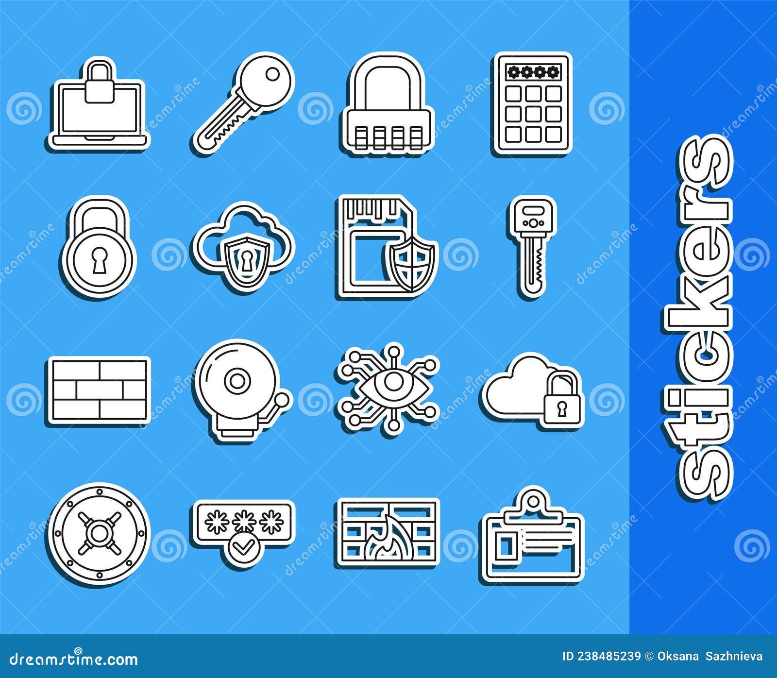 Set Line Identification Badge, Cloud Computing Lock, Key, Safe Combination,  and Shield, Lock, Laptop and SD Card Icon Stock Vector - Illustration of  computing, lock: 238485239