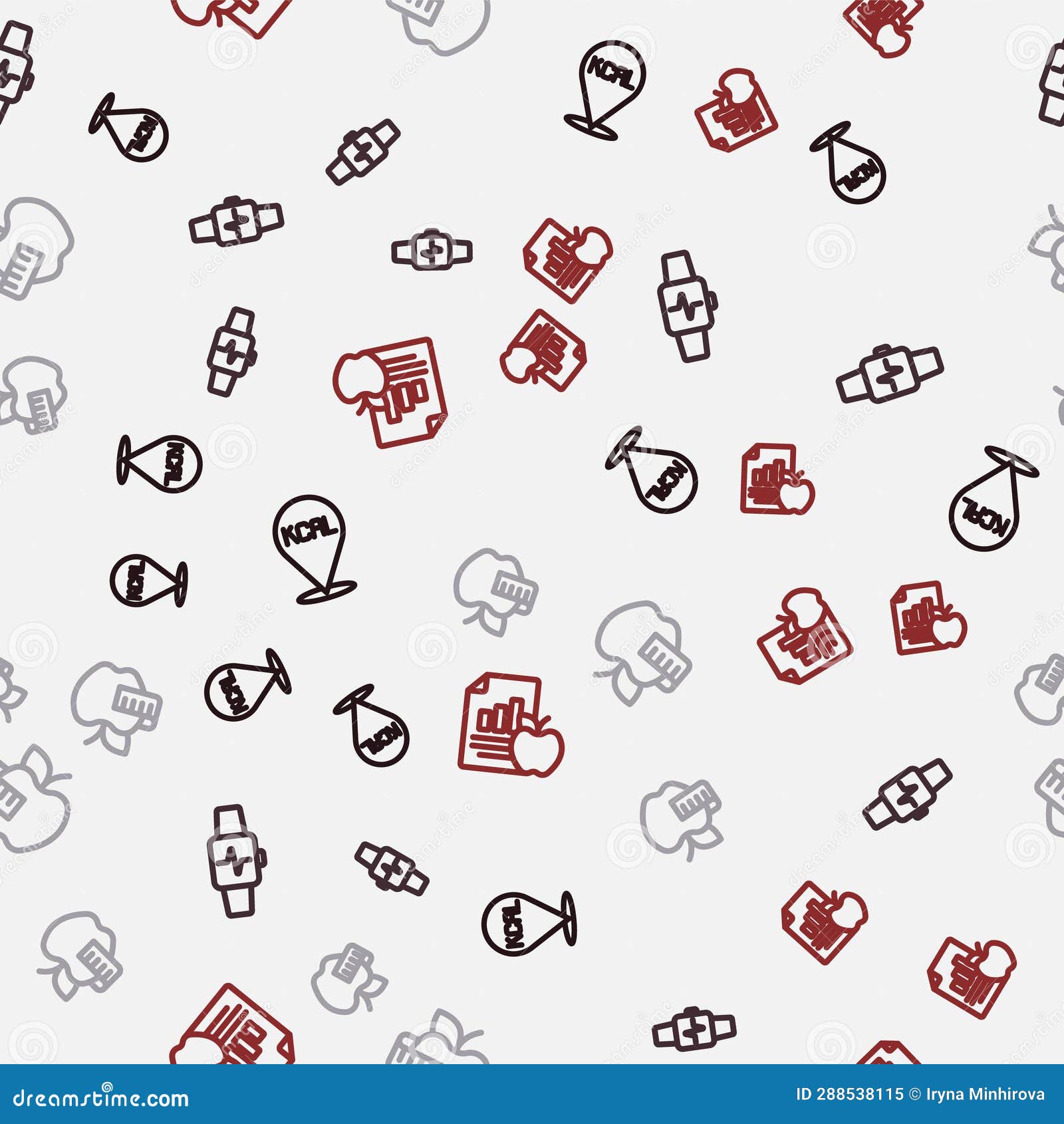 Set Line Kcal, Smart Watch with Heart, Apple and Measuring Tape and