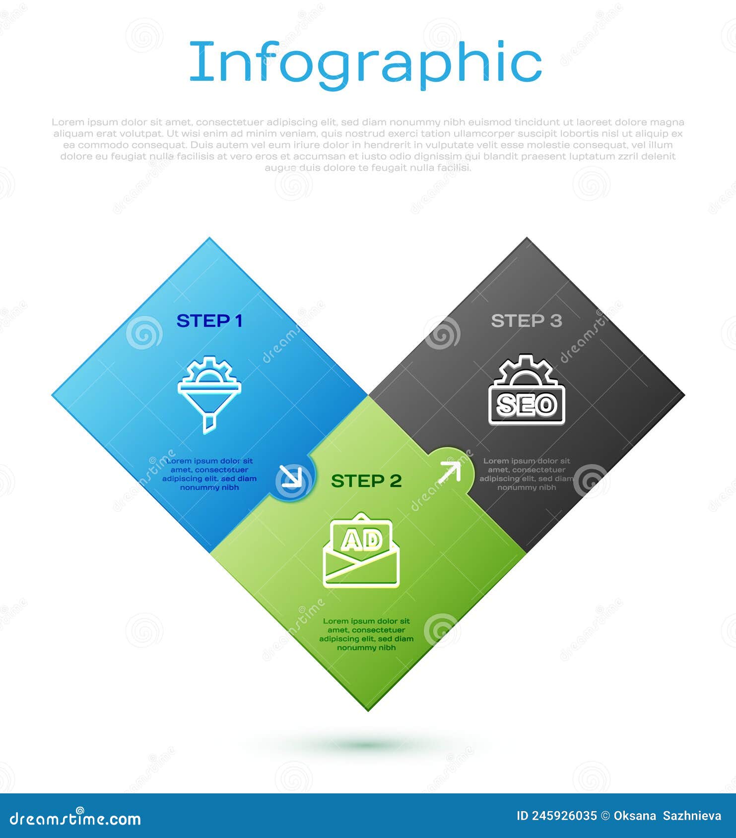 set line sales funnel with gear, seo optimization and advertising. business infographic template. 