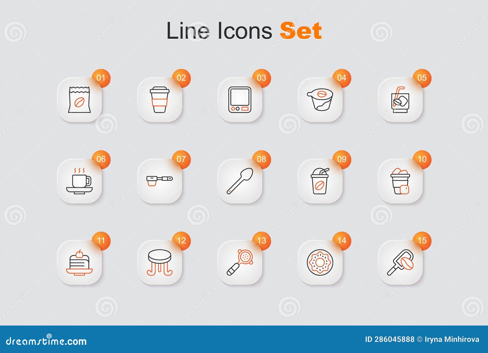 Set Line Spatula with Coffee Grain, Donut, Coffee Filter Holder, Table