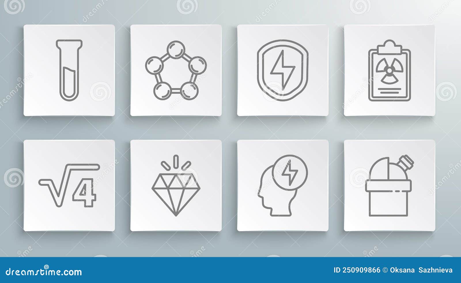 Set Line Square Root of 4 Glyph, Molecule, Diamond, Head and Electric