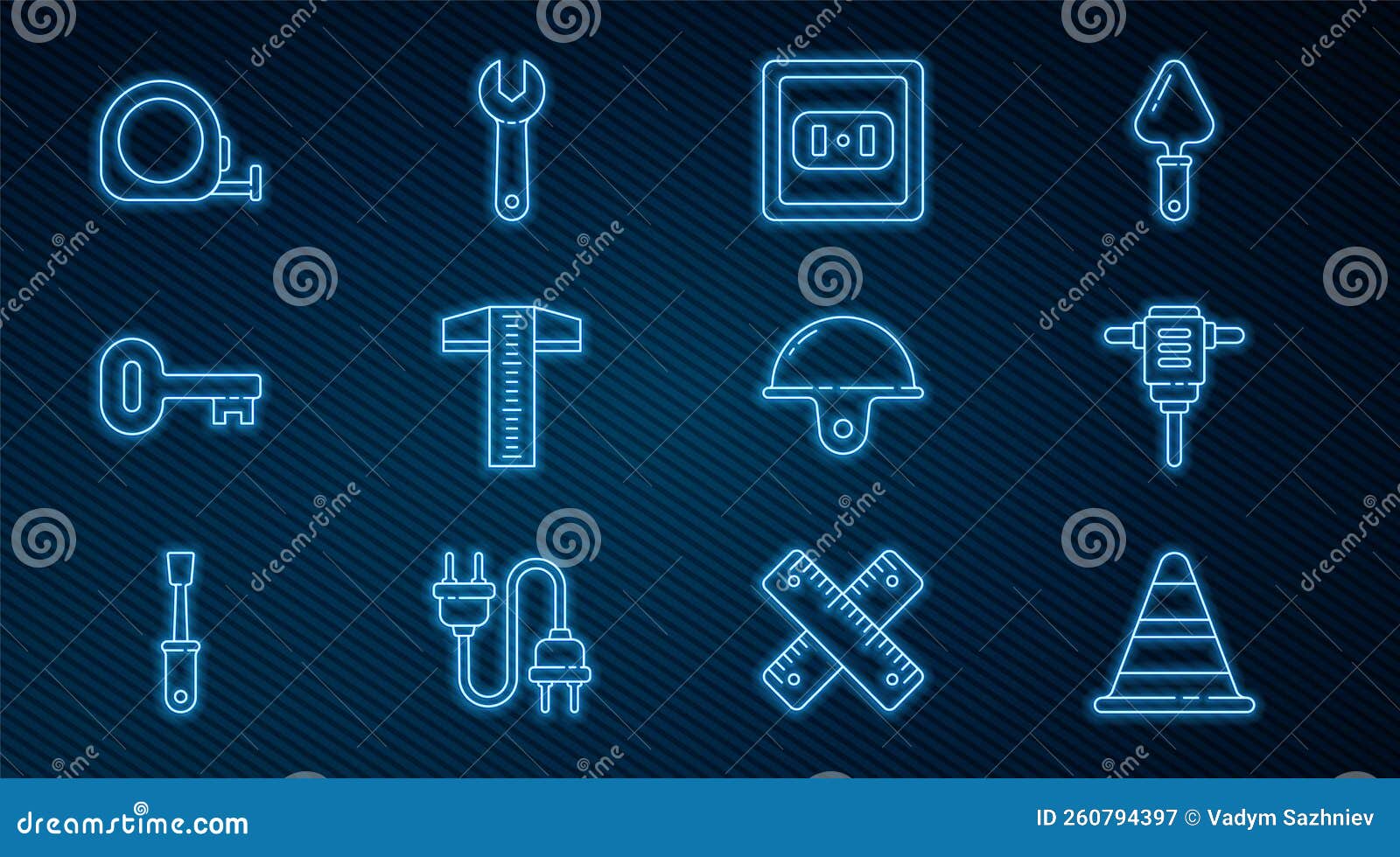 Set Line Traffic Cone, Electric Rotary Hammer Drill, Electrical Outlet
