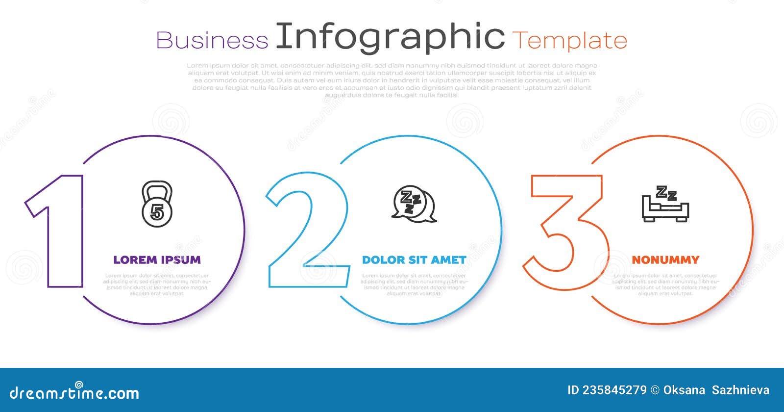 set line weight, sleepy and time to sleep. business infographic template. 