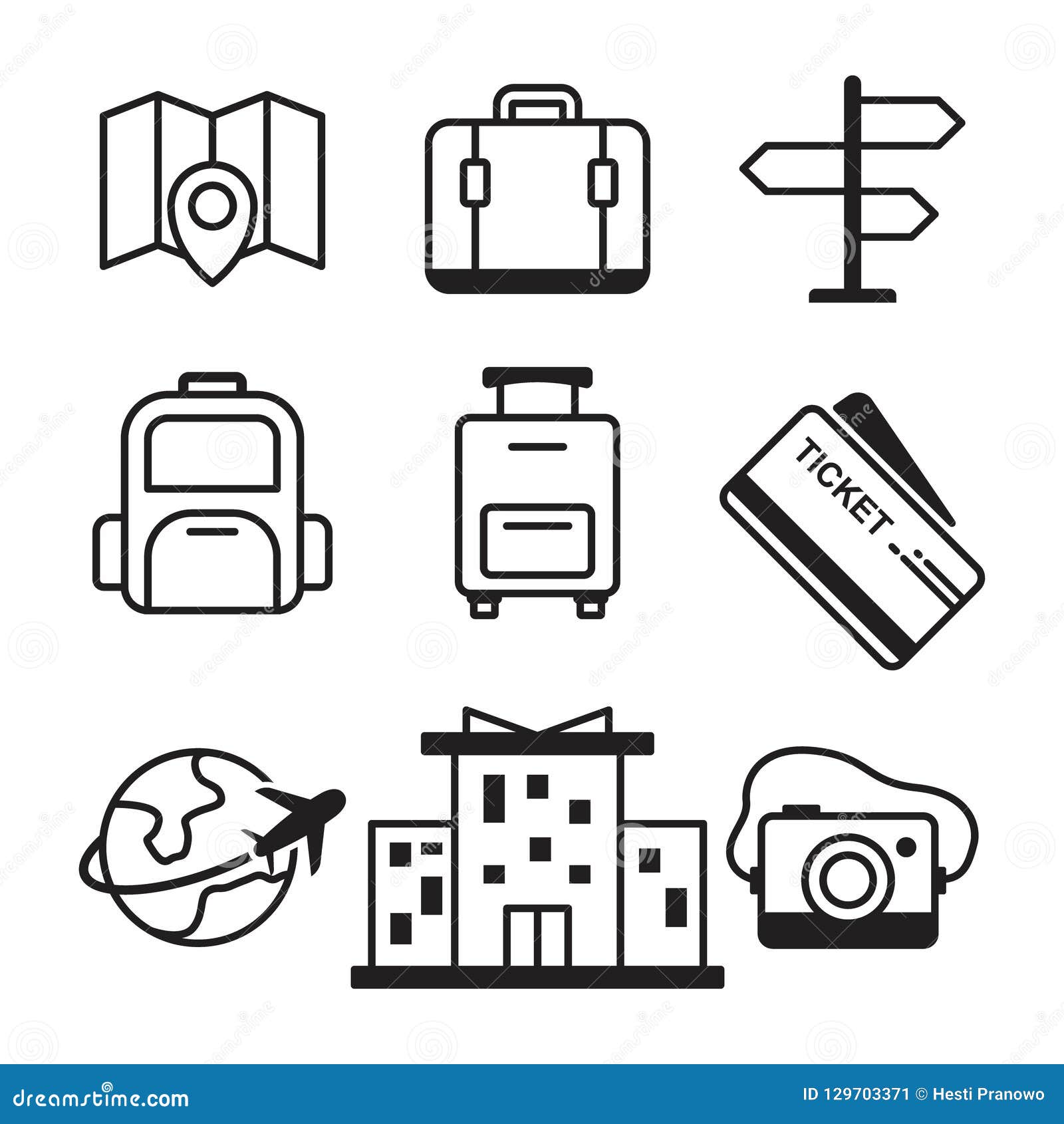 Set Linear Travel Vector Pictogram for Website Icons Stock Vector ...