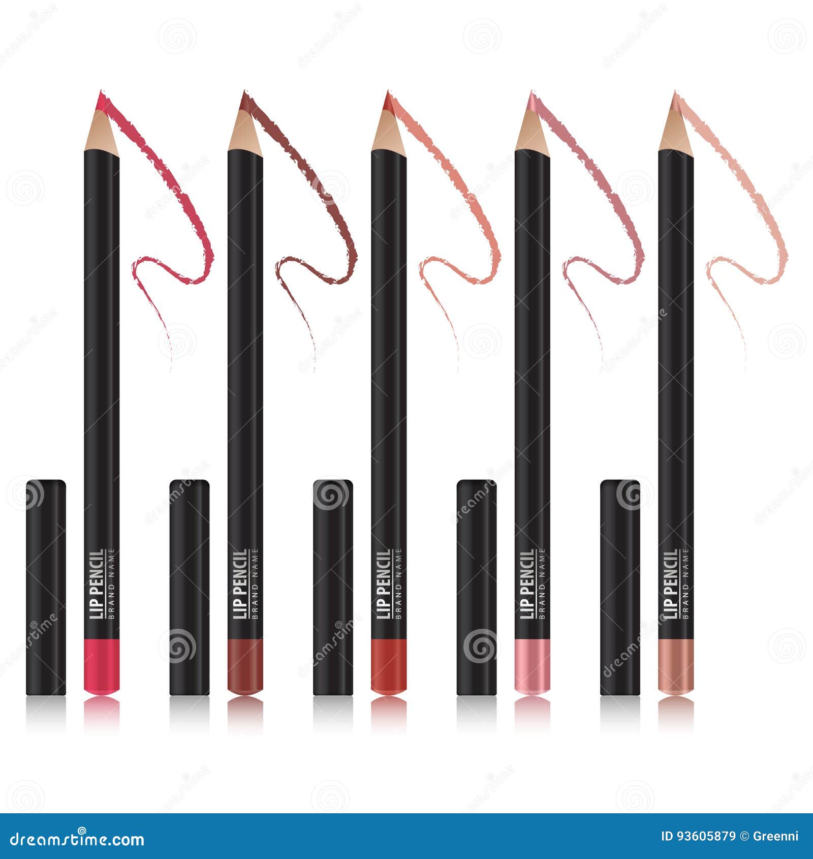 Download Set Of Lip Pencil Mockup. Package Design Premium Cosmetic Ads Template. Realistic 3D ...