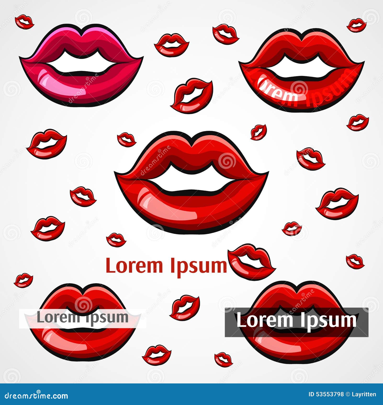 Set of Lips. Templates for the Text and Design Stock Vector