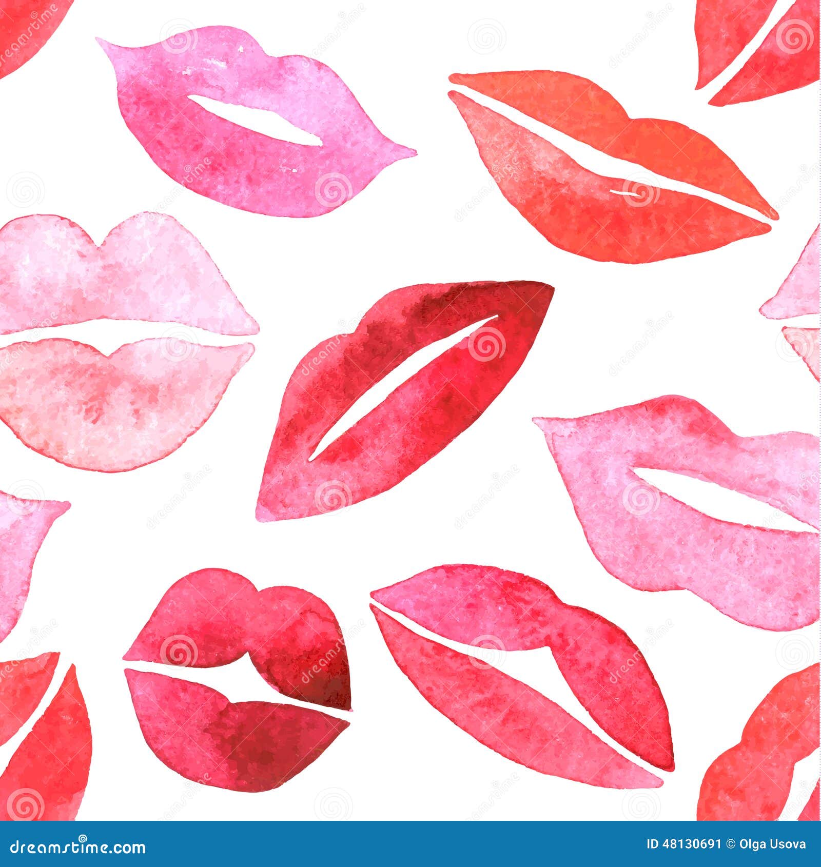 Set of Lips. Watercolor Set. Stock Vector Illustration of makeup