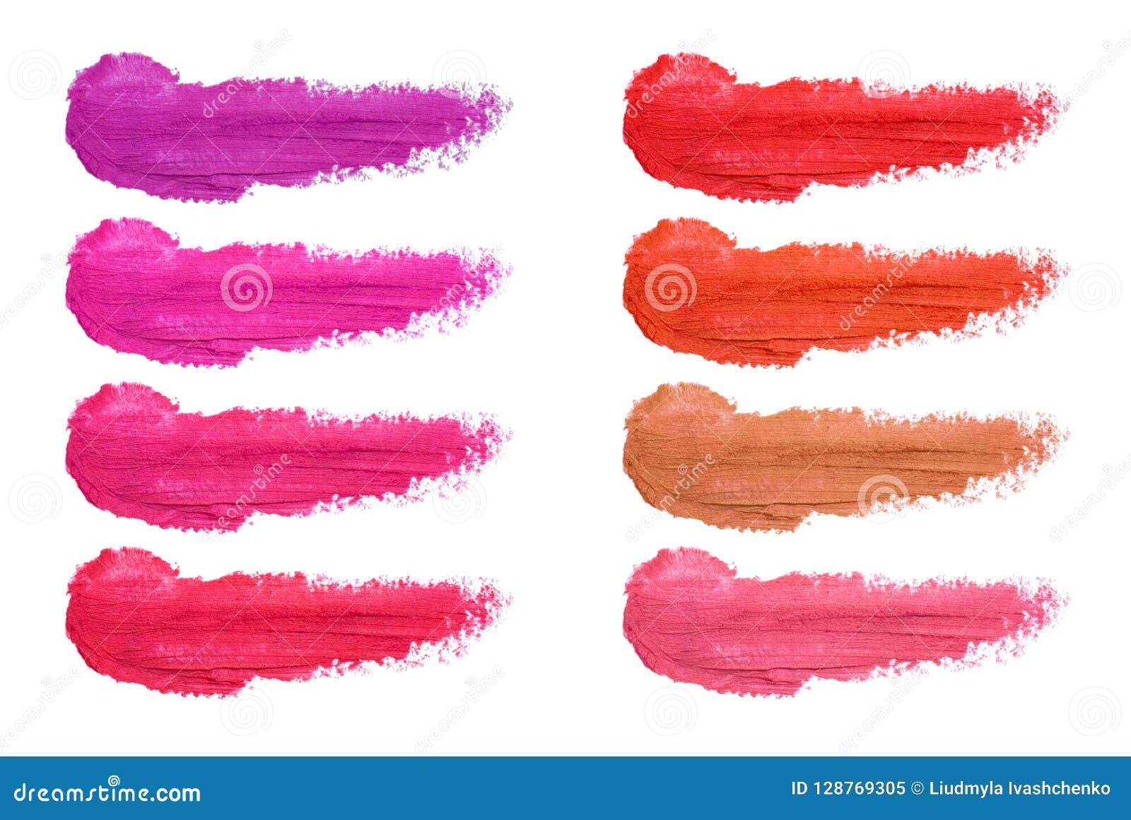Set Of Lipstick Smudges Isolated On White Background. Smudged Makeup ...