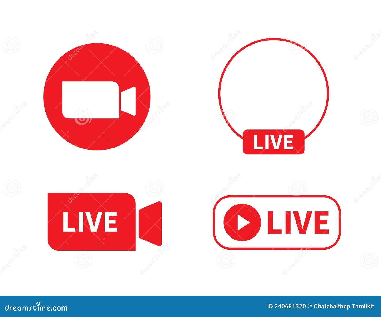 Set of Live Stream Icon on White Background