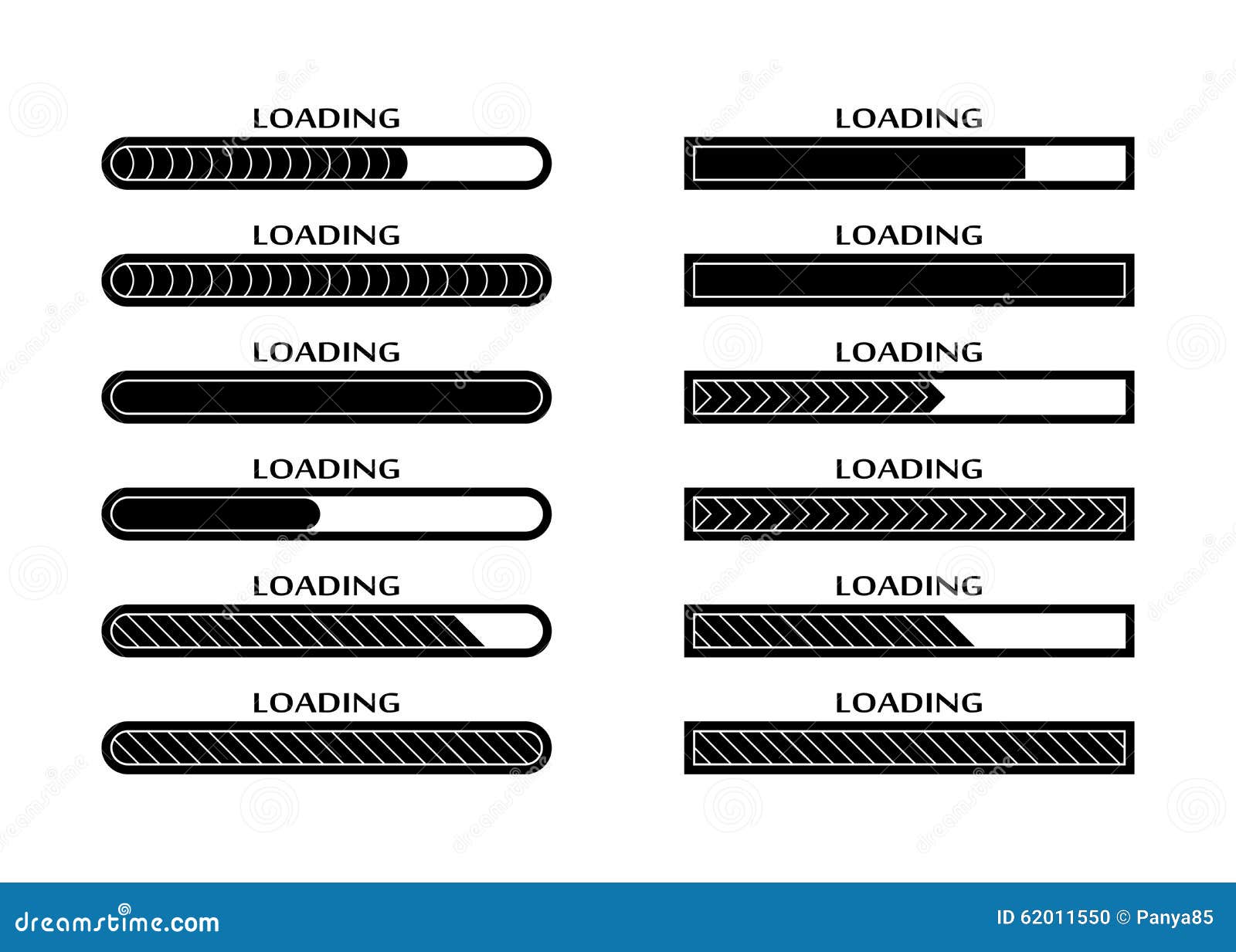 Set Of Loading, Uploading, Downloading Status Bar Stock Vector - Image