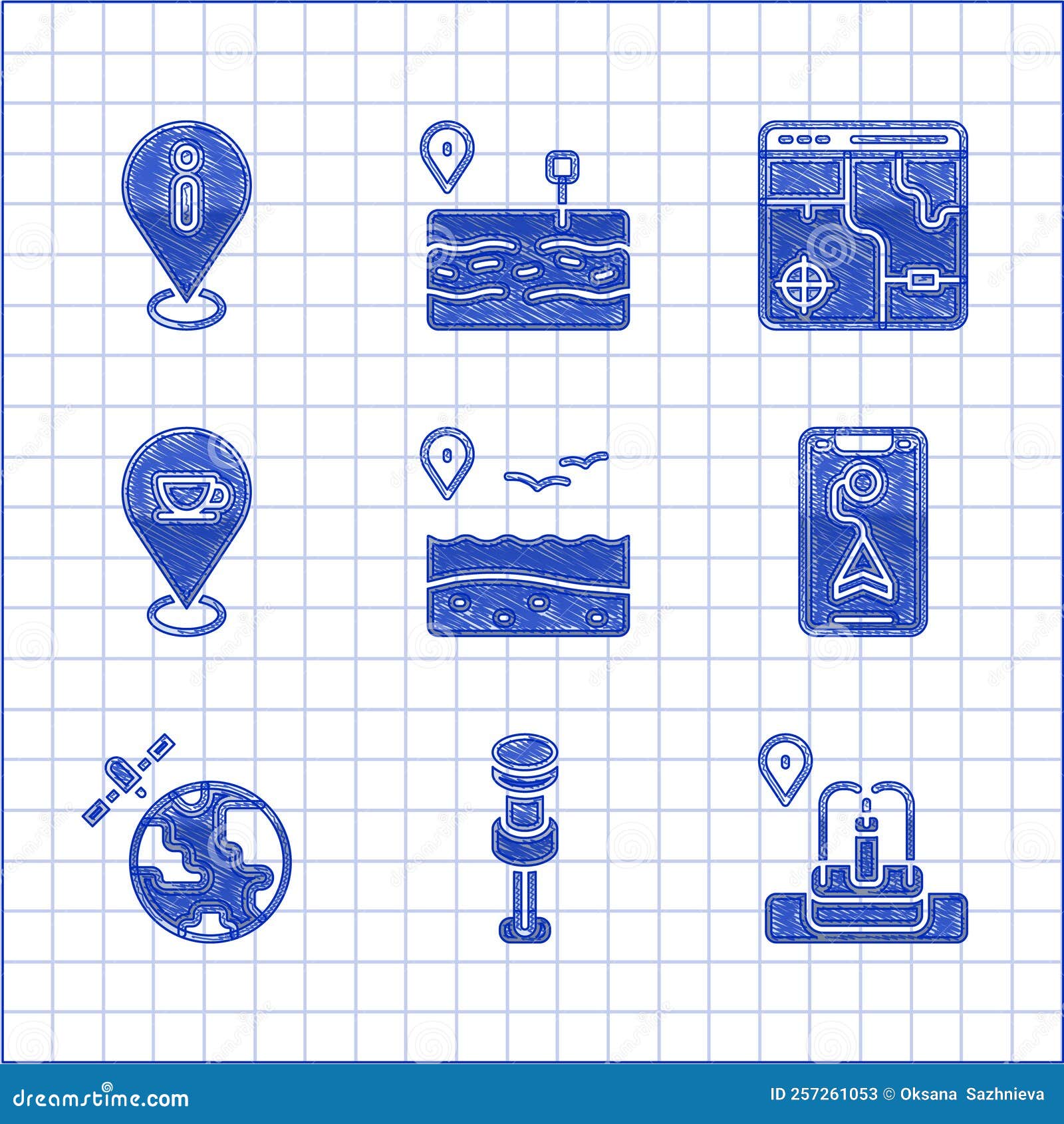 Set Location with Beach Push Pin Fountain City Map Navigation Set Location with Beach Push Pin Fountain City Map Navigation