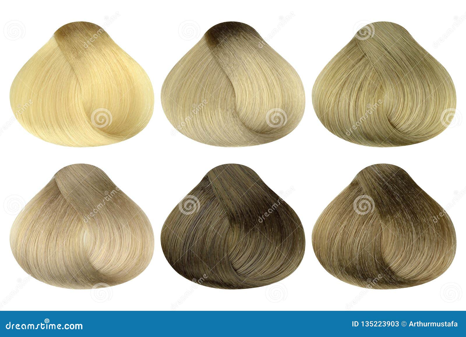 Set of Locks of Six Different Blonde Hair Color Samples & X28;bleaching  Cream, Very Light Blonde, Light Blonde, Beige Blonde, Dark Stock Image -  Image of swatches, haircare: 135223903