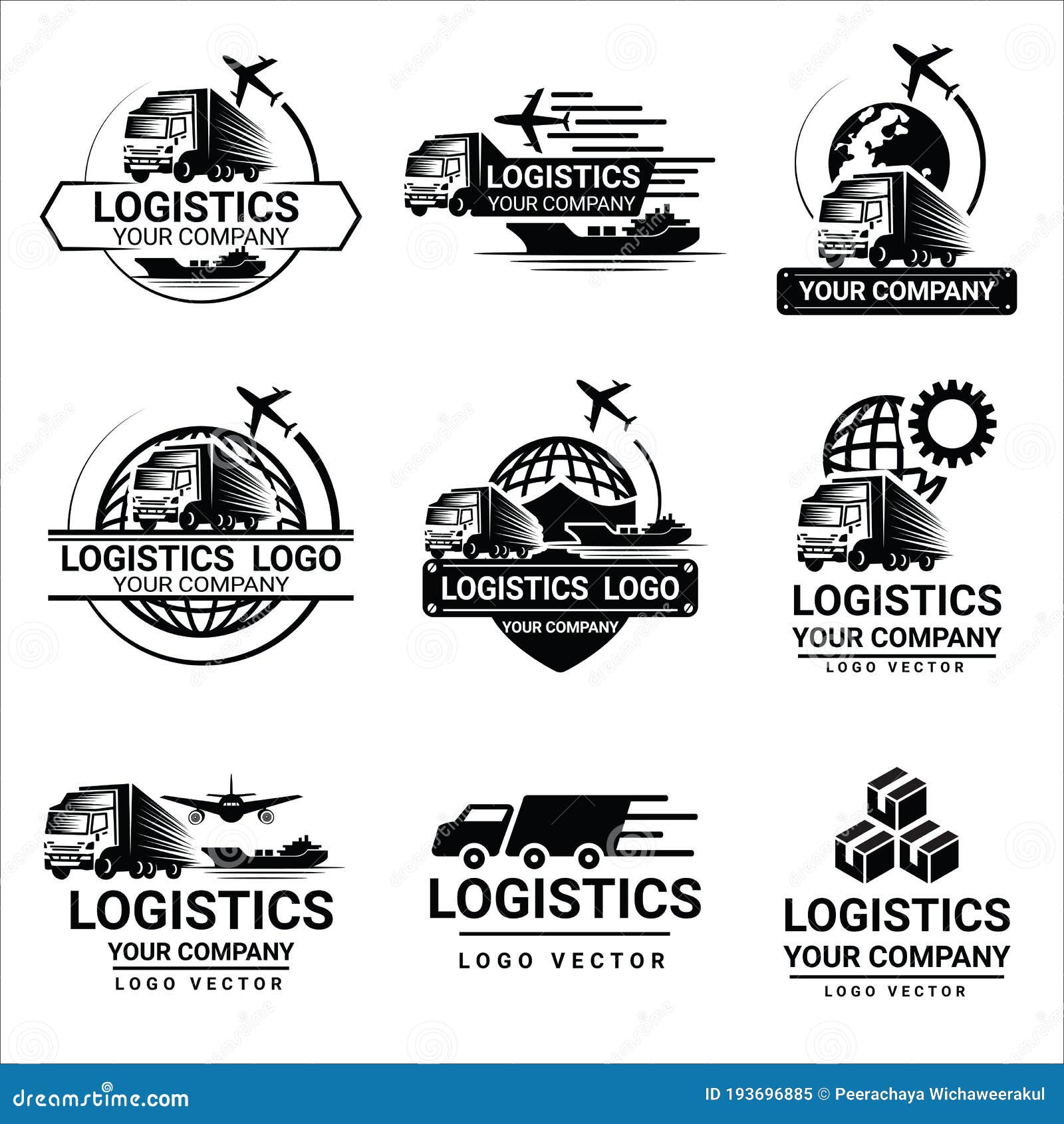 Set of Logistics Logos Design Vector Stock Vector - Illustration ...