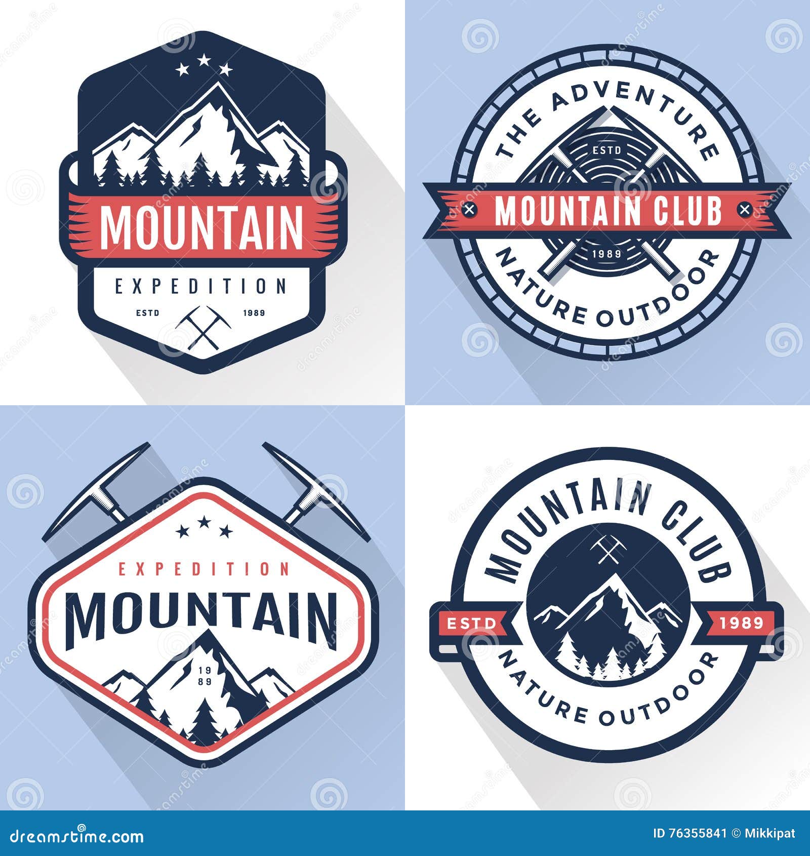 set of logo, badges, banners, emblem for mountain, hiking, camping, expedition and outdoor adventure. exploring nature.