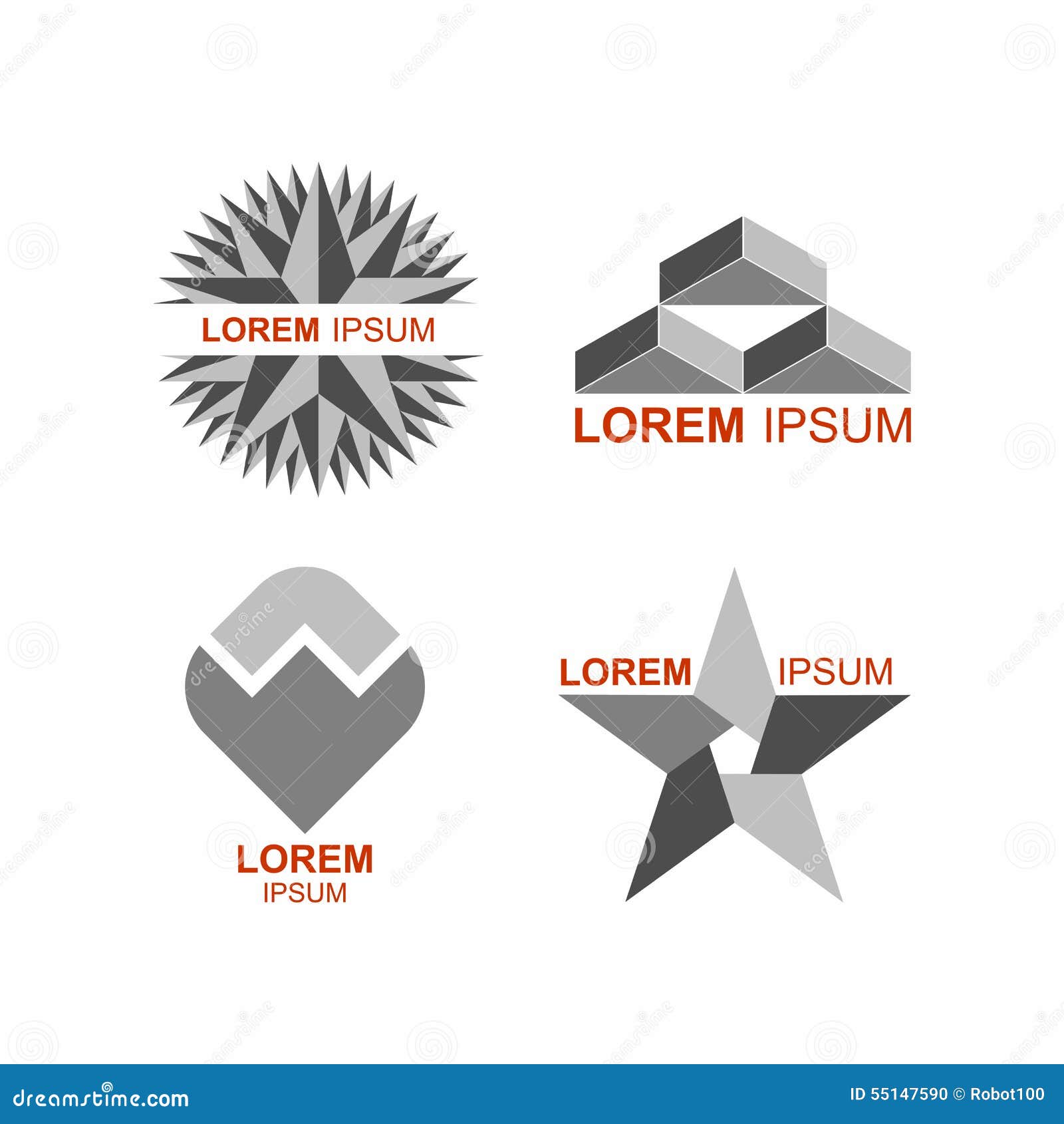 Set of Logos in Grey. Vector Icons Templates Stock Vector