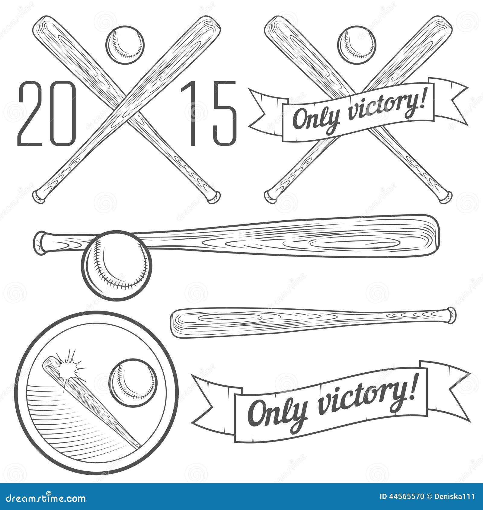 Set of Logotypes with Baseball Bat Stock Illustration Illustration of