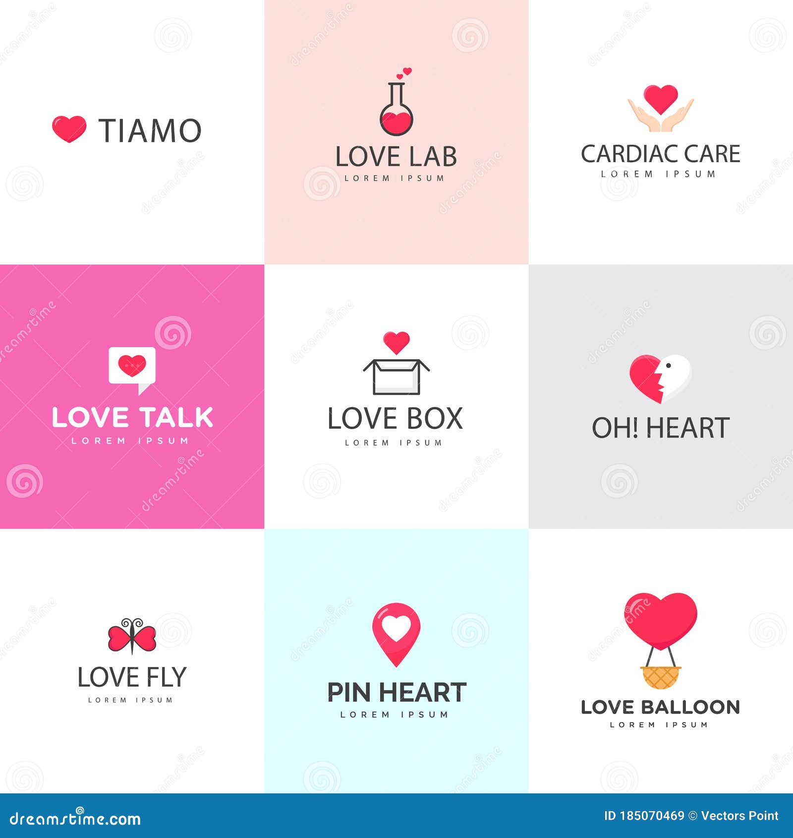 love heart flat logo s
