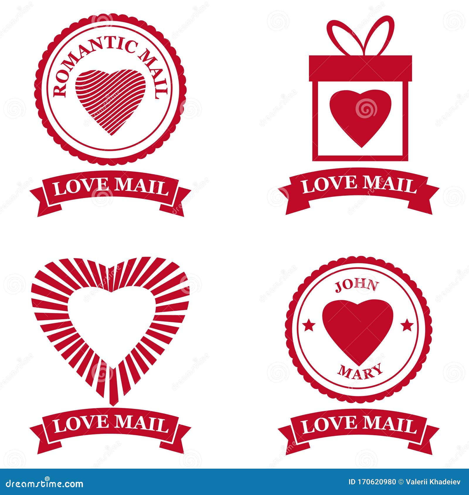 Set Love Mail Icon Happy Valentine Day Heart with Love. Symbol for Mail  Design Vector Isolated Stock Vector - Illustration of card, correspondence:  170620980