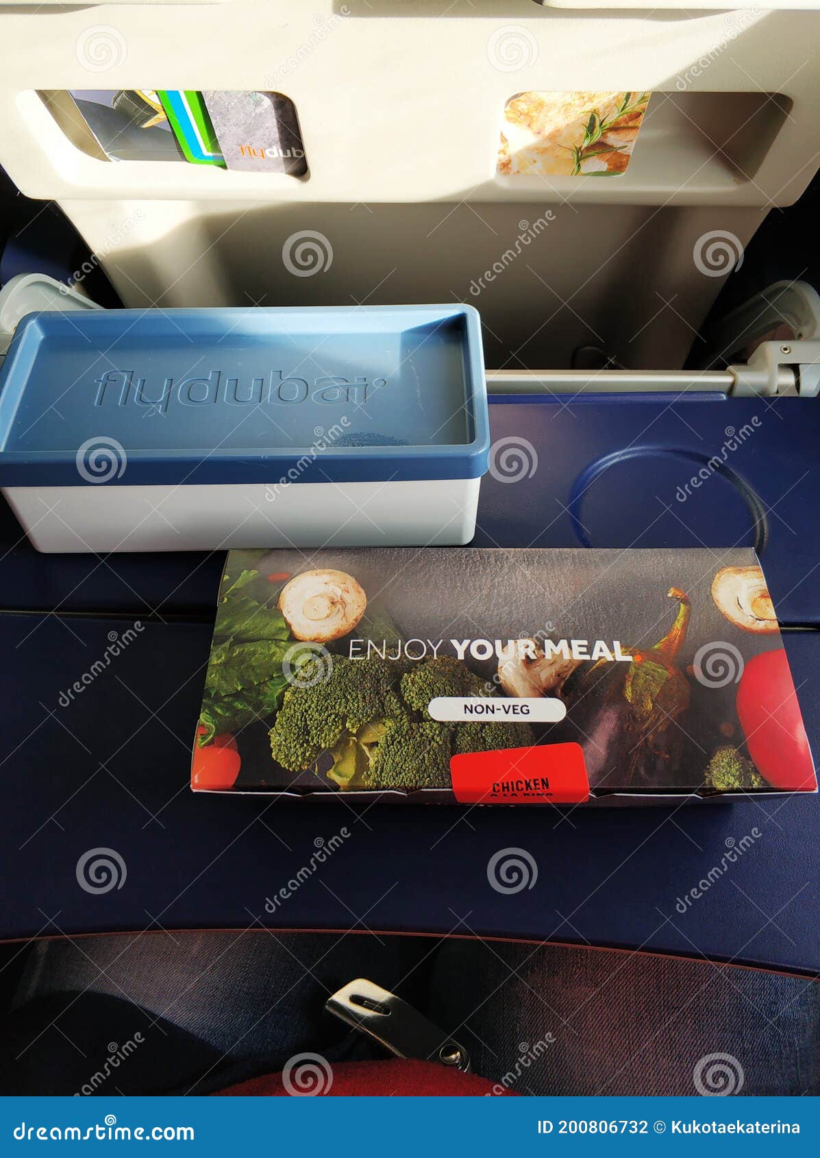 A Set of Lunch Dishes for a Flydubai Passenger. Food on the Plane Editorial Photography Image