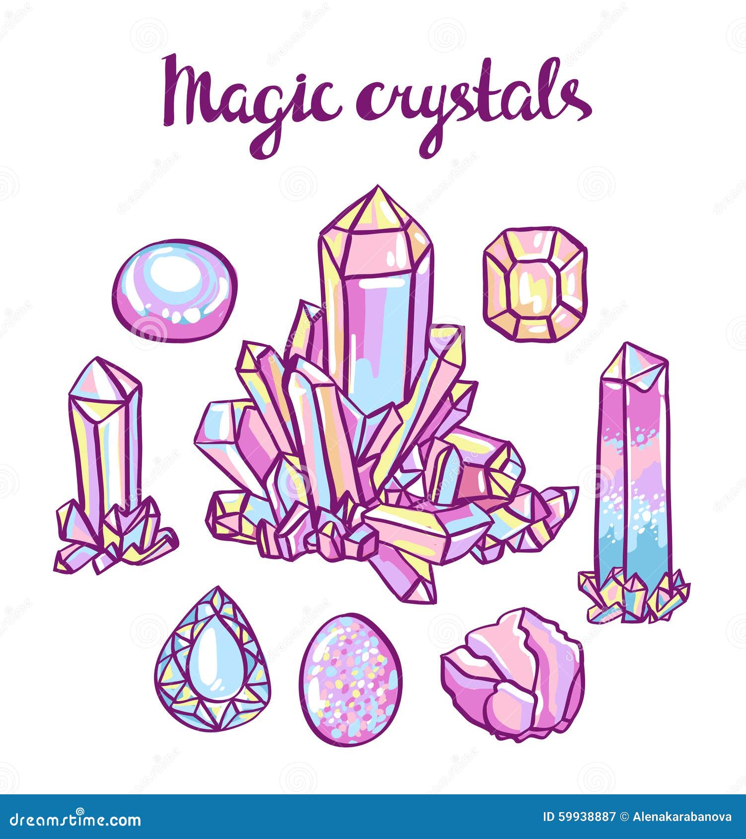 set of magical crystals. jeweler set