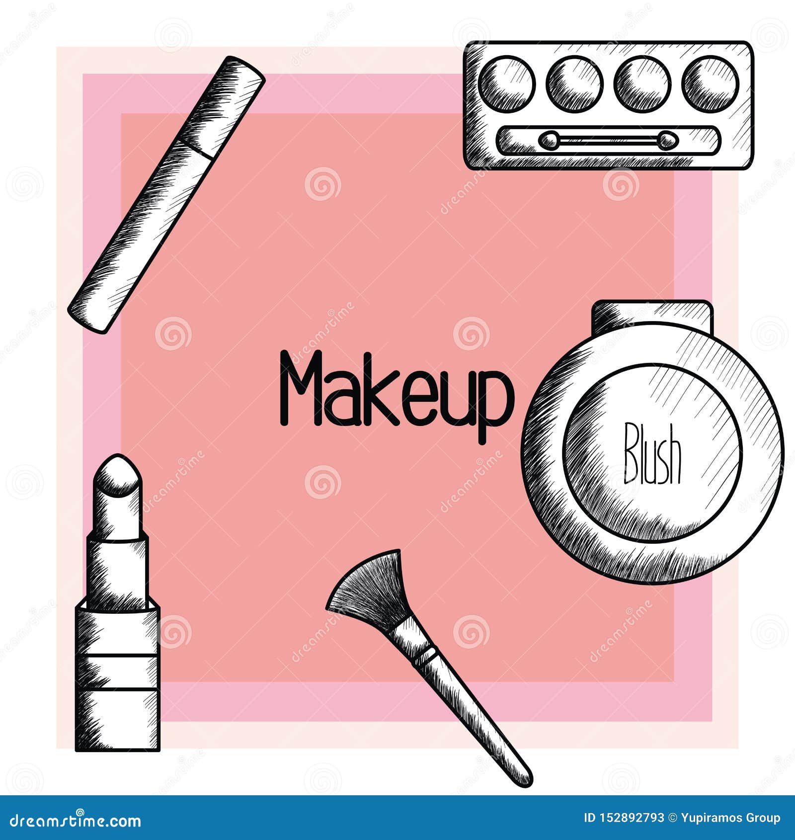 Set of Make Up Accessories Drawing Stock Vector Illustration of