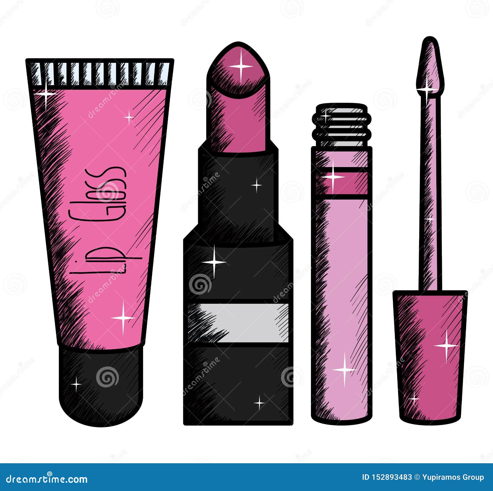 Set of Make Up Accessories Drawing Stock Vector Illustration of blush