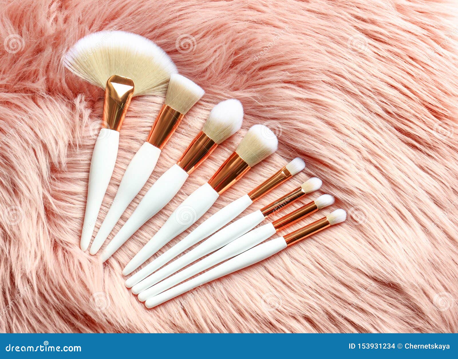 Set of Makeup Brushes on Faux Fur Stock Photo Image of female, makeup