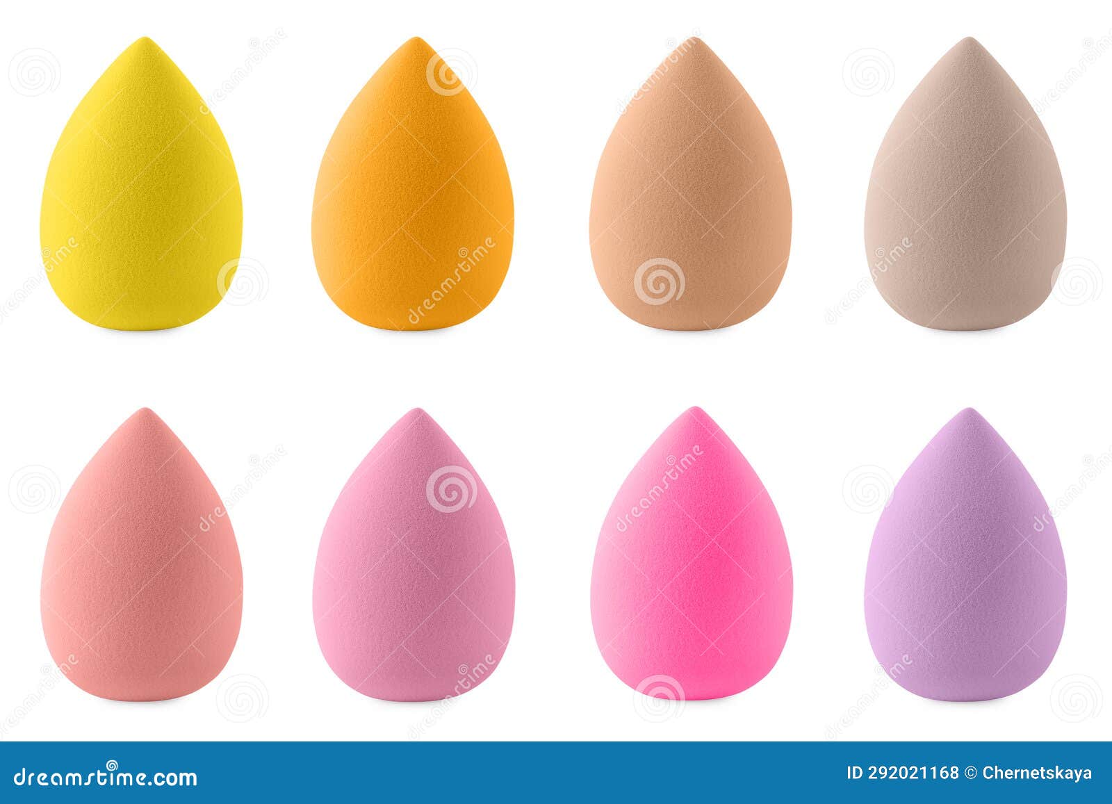 Set with Makeup Sponges of Different Colors Isolated on White Stock