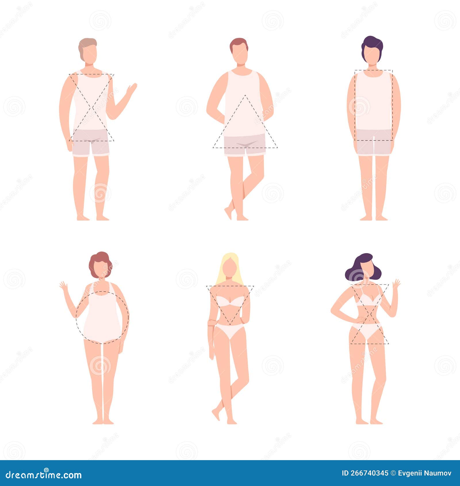 Set of Male and Female Body Shape Types. Women and Men in Underwear with  Triangle, Hourglass, Rounded, Inverted Triangle Stock Vector - Illustration  of collection, anatomy: 266740345