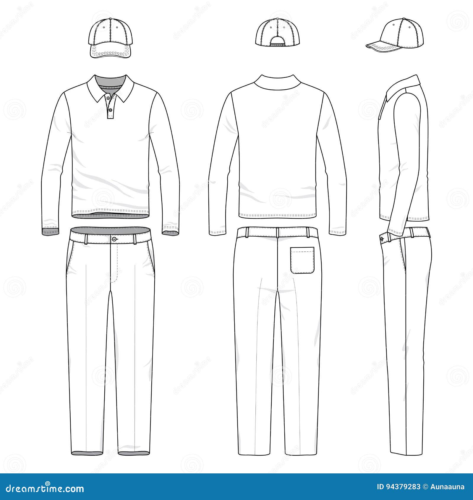 Set of male golf suit. stock vector. Illustration of template - 94379283