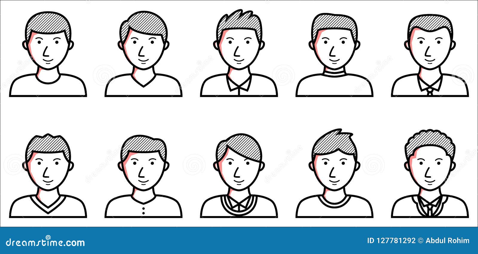 Set Of Male Icons On White Background Stock Illustration - Illustration