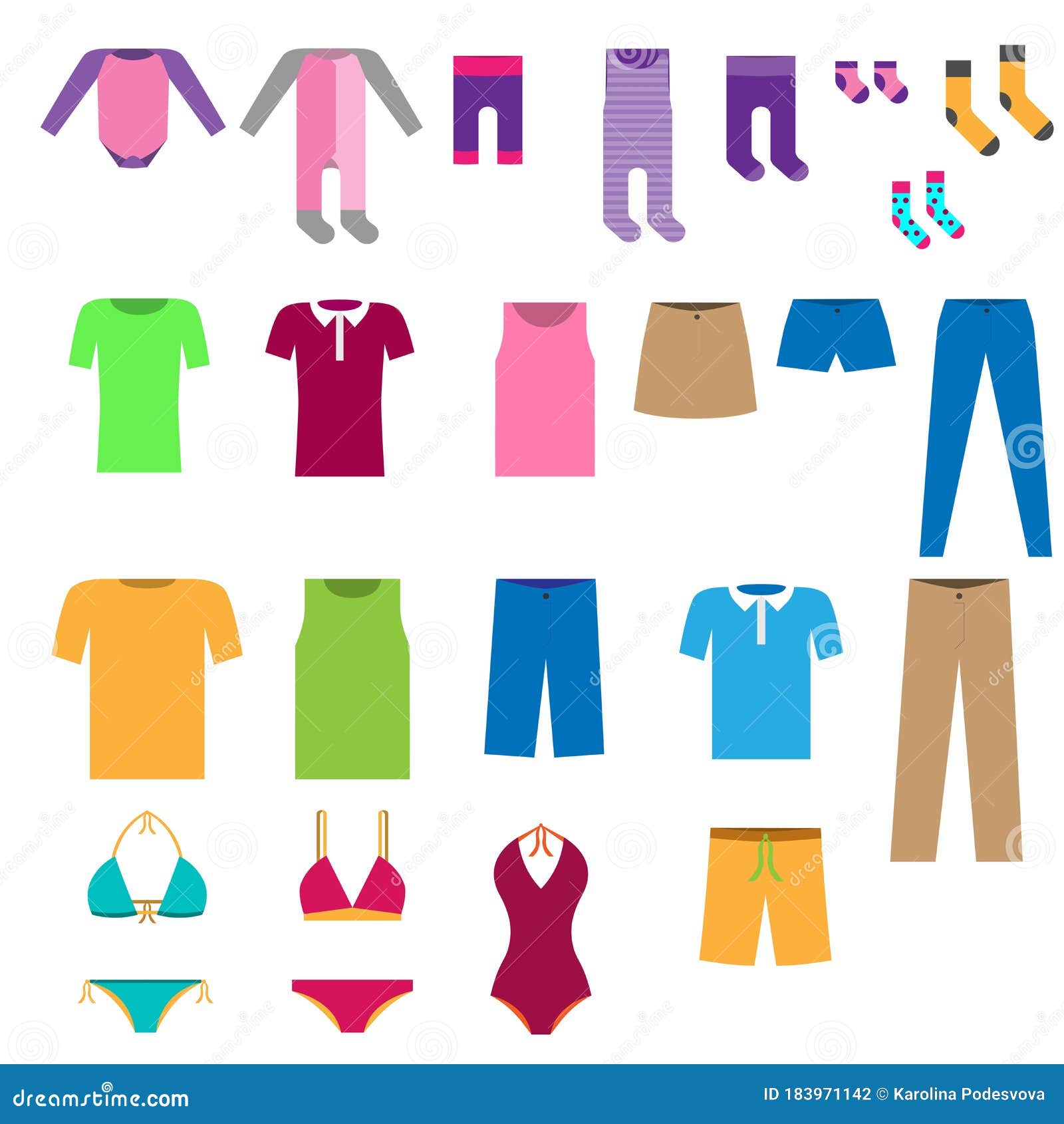 Set of Man, Woman and Baby Clothes Stock Vector - Illustration of ...