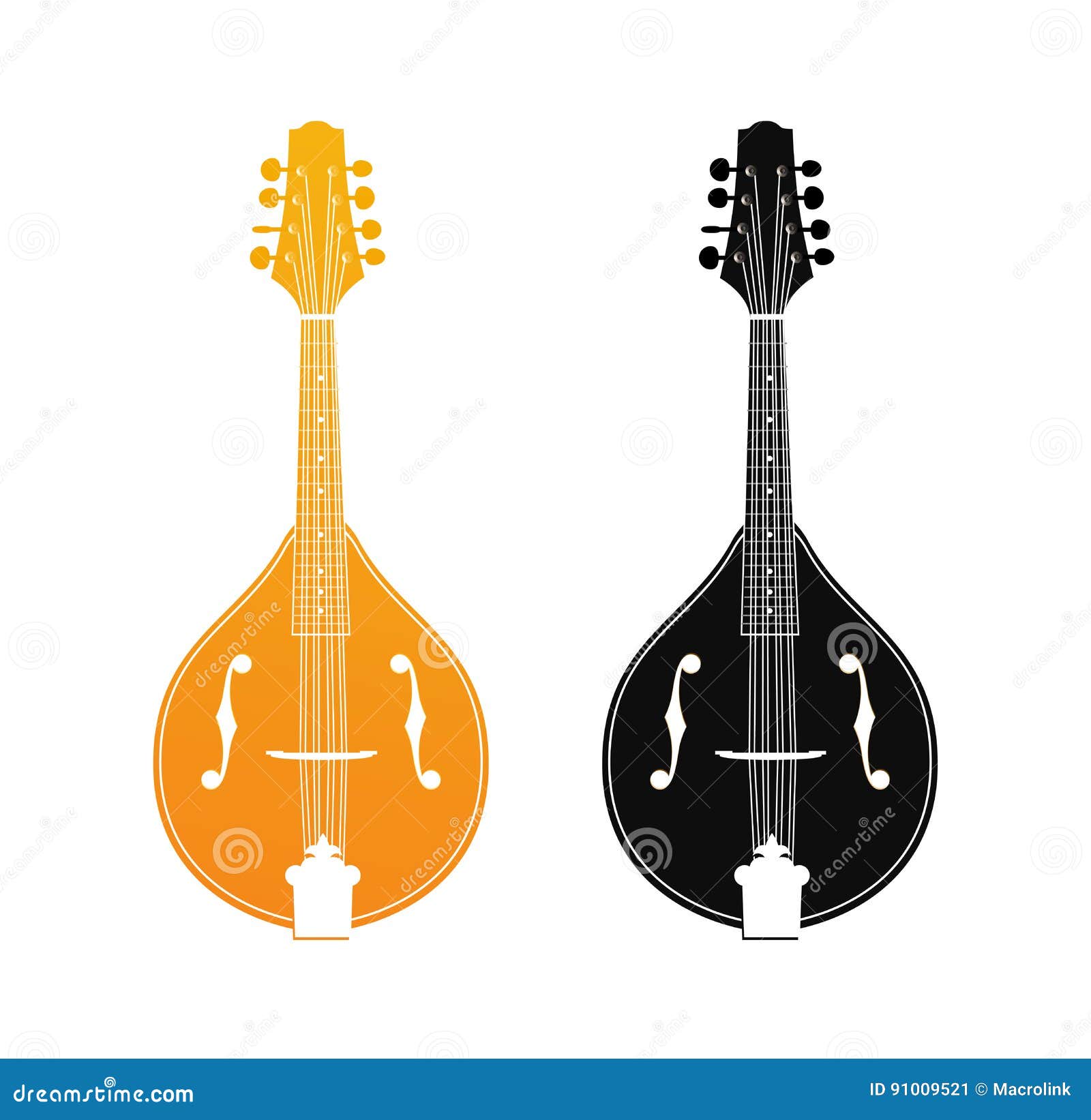 Download Set Of Mandolin In Orange And Black Colors Stock Vector ...