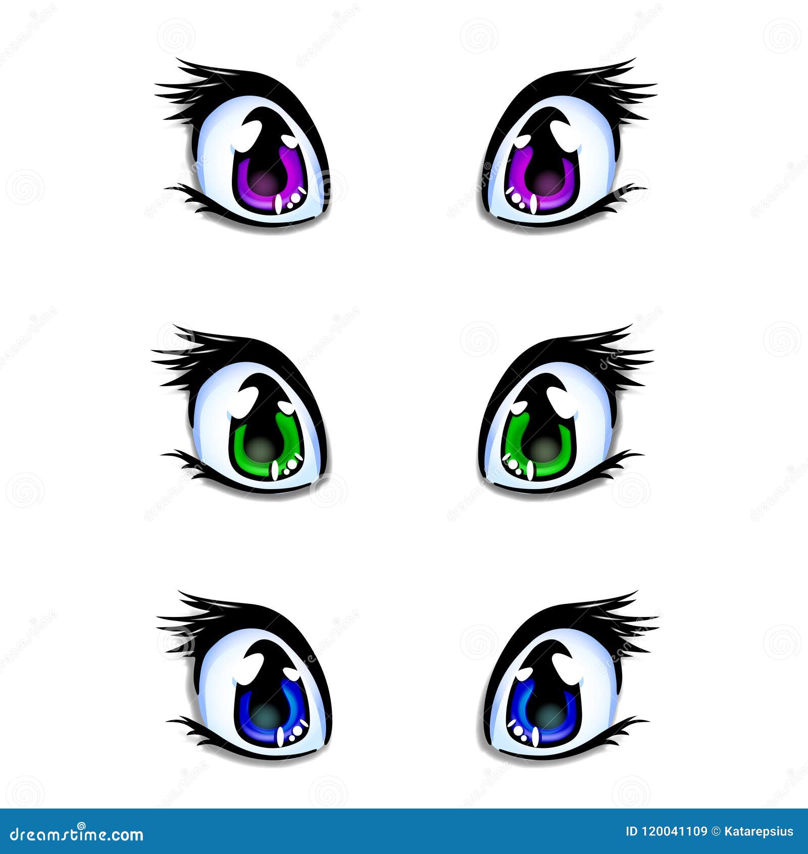 Anime Eyes Isolated White Background Illustration Design Style
