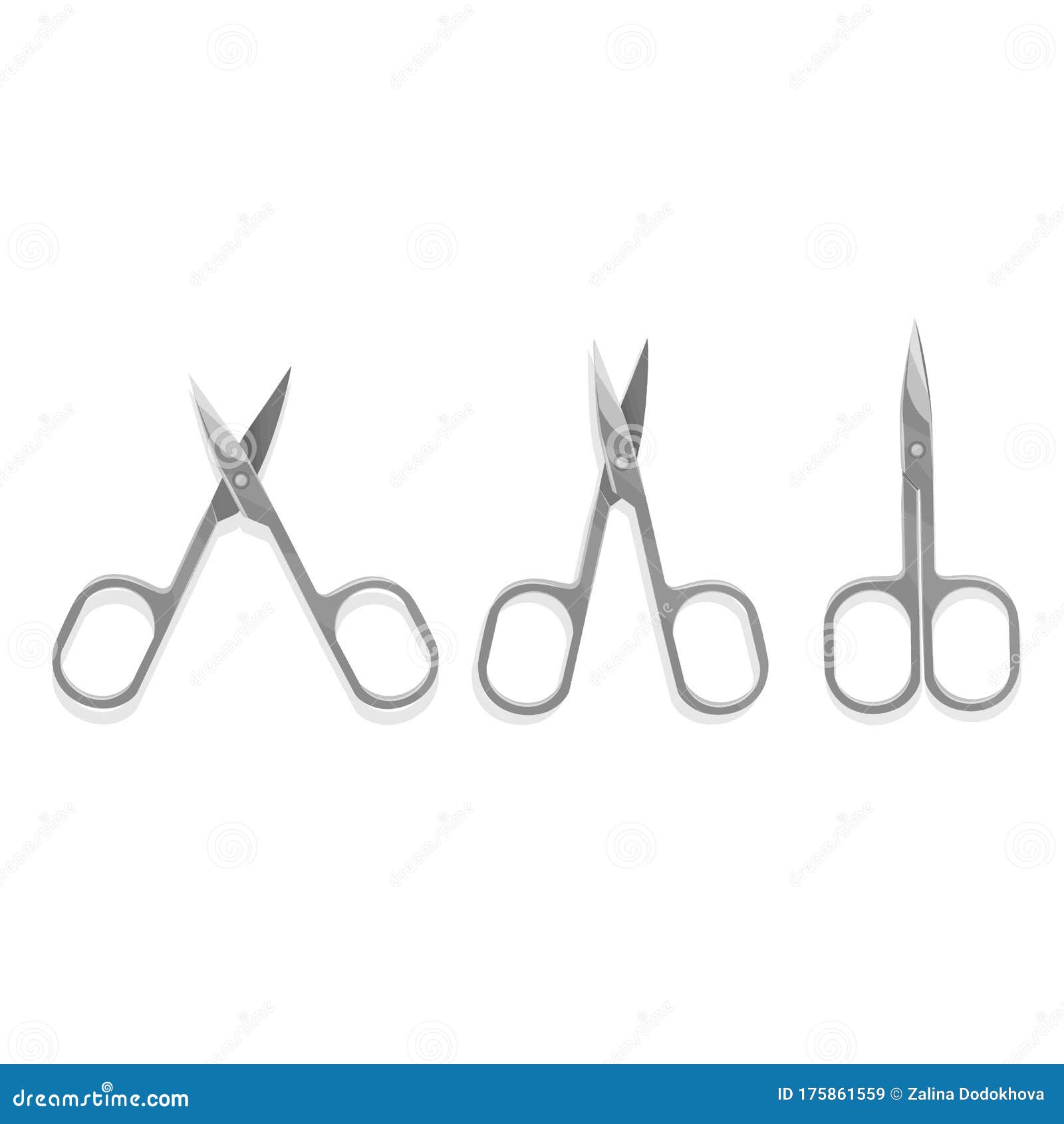 Set of Manicure Scissors on White Background. Open and Closed Nail Cut ...
