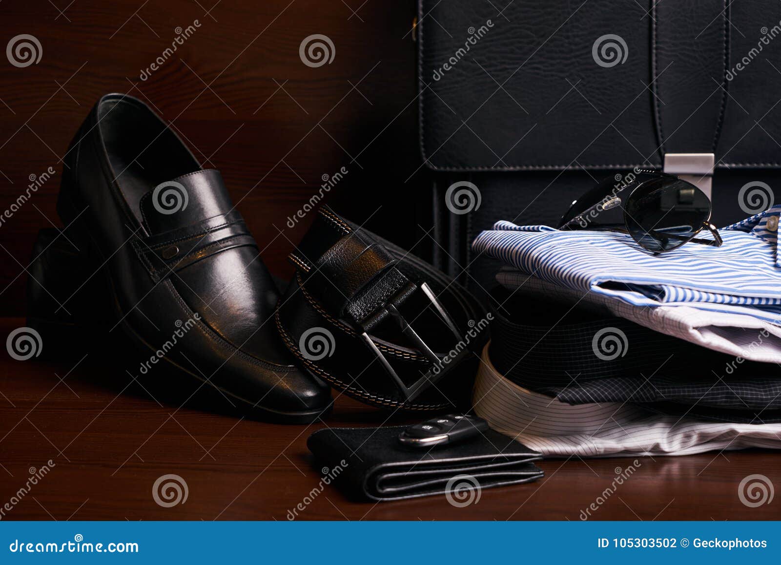 Set of Mans Fashion Clothing and Business Accessories Stock Photo ...