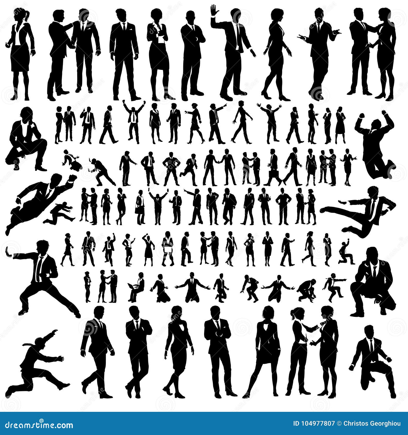 business people silhouettes big set